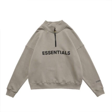 Half Zip High Collar Loose Essentials Hoodie Classic